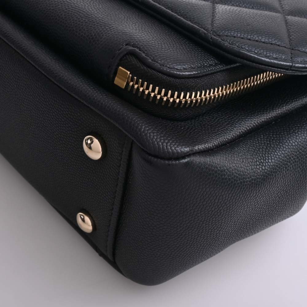 CHANEL Caviar Skin Matelasse Affinity Coco Mark Chain Shoulder Bag Black Women's - Picture 4 of 10